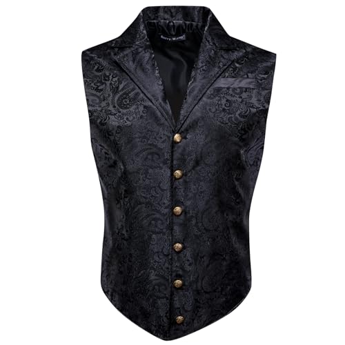 Barry.Wang Mens Victorian Suit Vest Paisley Steampunk Gothic Waistcoat Retro Lapel Collar Formal Tuxedo Vests Prom Wedding2