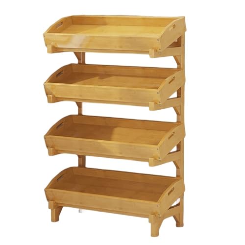 Frutero de madera de 4 niveles y cesta organizadora para encimera de cocina en color original