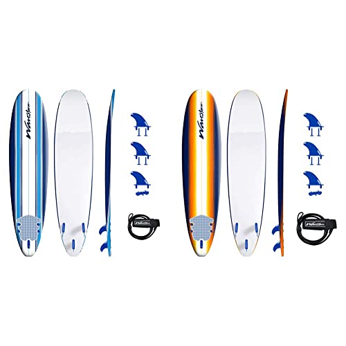 Wavestorm 8ft Classic Surfboard // Foam Wax Free Soft Top Longboard for Adults and Kids of All Levels of Surfing & 8ft Classic Longboard Surfboard (Org Burst), AZ22-WSSF800-ORG