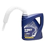 Motoröl MANNOL 4-Takt Plus API SL SAE 10W-40 teilsynthetisch 4 Liter Motorrad ÖL Motorradöl Roller mit Ausgießer für Adly/Herchee AJP Aprilia Arctic Cat