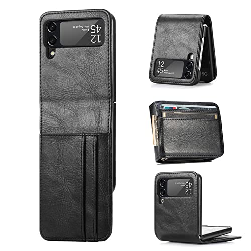 Coque en cuir Samsung Z Flip 4 pratique au quotidien étui noir fente carte