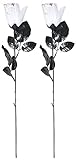 Sunstar Gothic Collection Artificial Bloody White Roses Flowers with Eyeball Center, Set of 2
