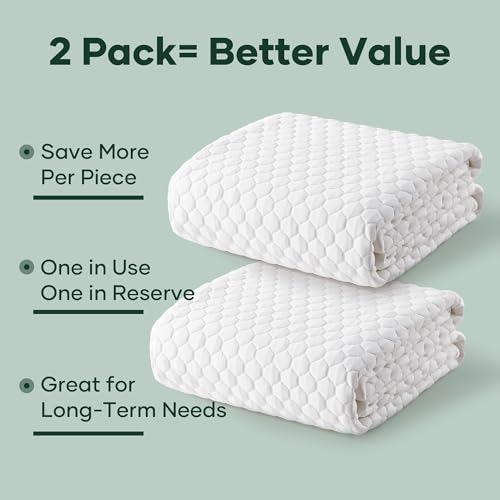 Image of OhGeni 100% Waterproof 2 Pack King Size Mattress Protector, Soft Mattress Pad Deep Pocket, Cooling, Breathable Fitted Sheets, Washable Bed Cover Over 99 Count Hex Bumps