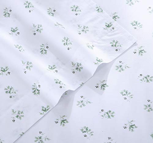 Image of Stone Cottage - Full Sheets, Cotton Percale Bedding Set, Crisp & Cool Ideal Bedding Set (Green Sketchy Ditsy, Full)