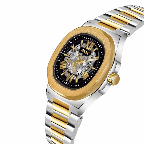 Image of ALIX AL2904 Automatic Mechanical Self-Winding Skeleton Dial 30 ATM Waterproof with Stainless Steel Band Wrist Watch