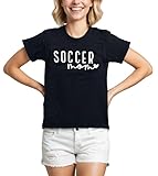 Game Day Shirts Women Soccer Mom Volleyball Graphic Tee Cotton Short Sleeve Gift Sports Mothers T-Shirt (Soccer Black Med)