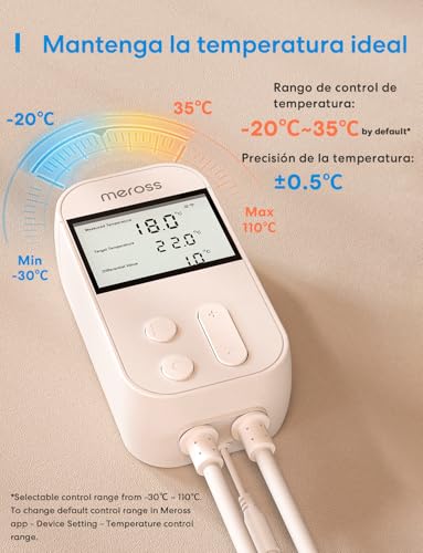 Miniatura 10 de Meross Inteligente Enchufe De Digital Termostato Con Sonda, 2, 4ghz Wifi Controlador De Temperatura Enchufe Termostato 16a 3840w, Compatible Con Apple Homekit, Alexa Y Google Home