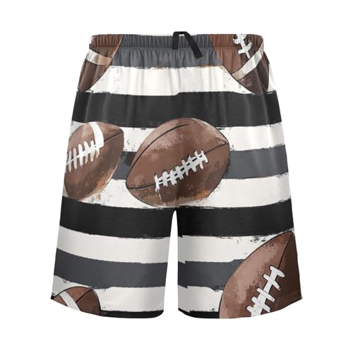 Men's Short Pajama Bottoms Rugby Football Plaid Home Casual Sleep Pants