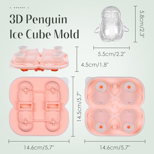 2 Pack Moldes de Hielo de Silicona en Formas 3D Animal miniatura 3
