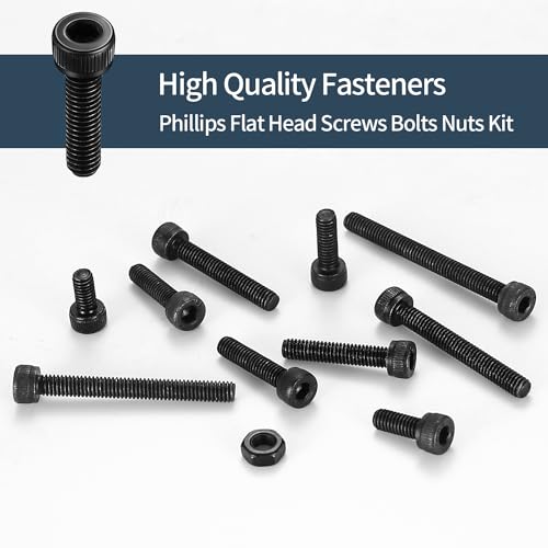 440-Piece M4 black Bolts and Nuts Set, Alloy Steel Allen Screws Bolts and Nuts Assortment Kit - Image 4
