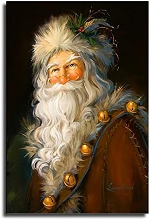 FINDEMO Christmas Santa Claus New Year Poster Decorative Painting Canvas Wall Art Living Room Posters Bedroom Painting 16x24inch(40x60cm)