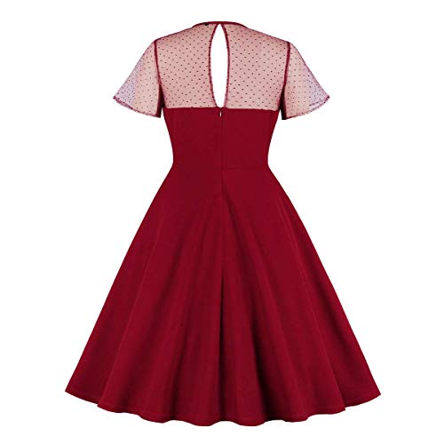 Image of Women's Vintage Polka Dot 1950s Audrey Retro Rockabilly Prom Dress 50's 60's A-Line Cocktail Party Swing Dress
