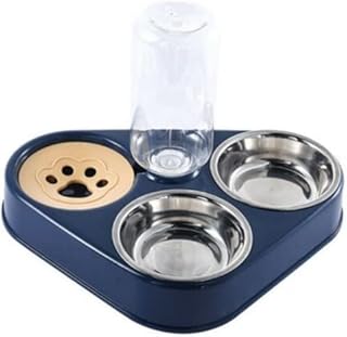 Feeding Bowls for Cats,3 in 1 Stainless Steel Double Cat Bowl,Removable Cat Food Bowls with Automatic Water Dispenser,Double Feeding Bowl Small and Medium Cats and Dogs
