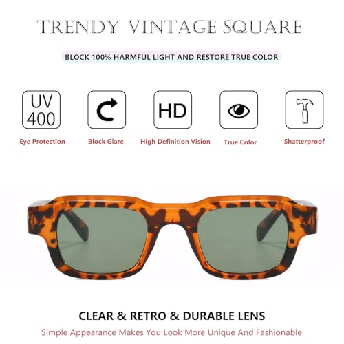 Retro Small Rectangle Sunglasses for Women Men 100% UV Protection Lightweight Retro Vintage Style4