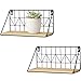Mkono 2 Set Floating Shelves Wall Mounted Rustic Metal Wire Storage Shelves for Picture Frames, Collectibles, Decorative Items, Great for Living Room, Office, Bedroom, Bathroom, Kitchen, 11 1/2 Inches