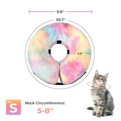 Image of Dog Cone, Uadonile Inflatable Cone Collar for Dogs and Cats, Dog Neck Collar Recovery E-Collar Alternative After Surgery, Elizabethan Collar for Dogs Recovery(Tie-dye Pink Blue, S)