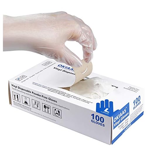 OKIAAS Disposable Gloves M, Food Safe| Latex-Free and Powder-Free Clear Vinyl Gloves for Cooking, Food Prep, Household Cleaning, Exam| Medium,100 Counts/Box