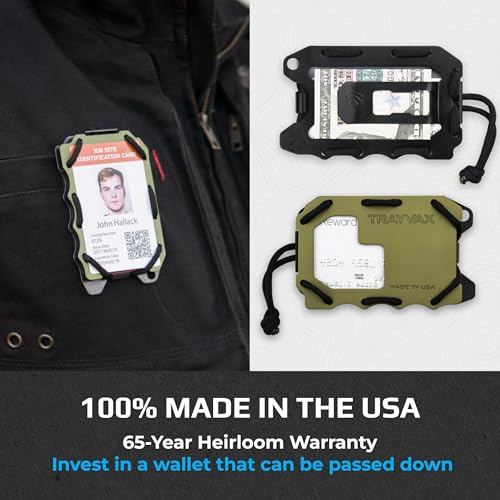 Trayvax Original 2.0 Wallet, RFID Front Pocket Tactical Metal Credit Card Holder with Money Clip, Slim Minimalist Wallet for Men and Women, OD Green3