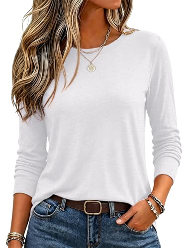 Zeagoo Women's Casual Shirts Long Sleeve Tops Crewneck Tshirts Fall Clothes