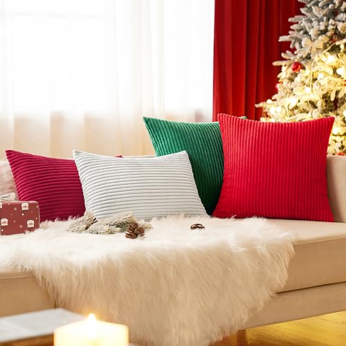 EMEMA Corduroy Cushion Cover - Christmas Decorative Sofa Cushion, 40 x 60 cm, Soft, Home & Bedroom, Beige, 60 x 40 cm (Pack of 2) - Image 4