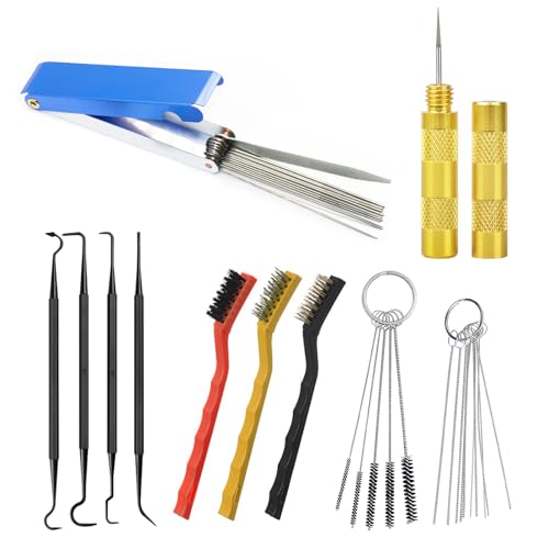 36 Stück Vergaserreiniger Set Vergaser Kohlenstoff Schmutzentferner Vergaserreiniger Motorrad Vergaser Reiniger 13 Reinigungsset + 10 Reinigungsnadeln + 5 Nylon-Bürsten +1 Scharfer Dorn (4+3)