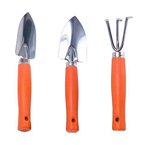 Gardening Tools Set, 3 Piece Aluminum Garden Hand Tools with Trowel, Rake and Spade, 7