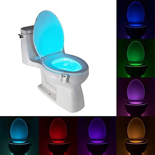 Uleade LED Light Sensor Motion Activated Glow Toilet Bowl Light Up Sensing Toilet Seat Night Light Inside Bathroom Washroom 8 Color