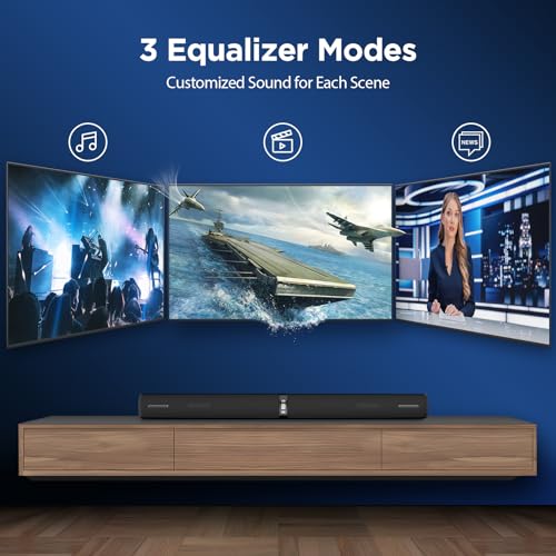 Assistrust Sound Bar for Smart TV,90W Soundbar with Bluetooth/ARC/Optical/AUX Connect, Auto Volume Boost, 3 Customizable Equalizer Modes, 2 in 1 Detachable Soundbar for TV/PC/Gaming/Projectors by Assistrust - Image 5