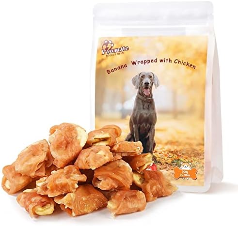 Pawmate Chicken Wrapped Banana Slices Dog Treats Small Dogs, Healthy Rawhide Free Low Fat Soft Training Snacks Chews with Taurine
