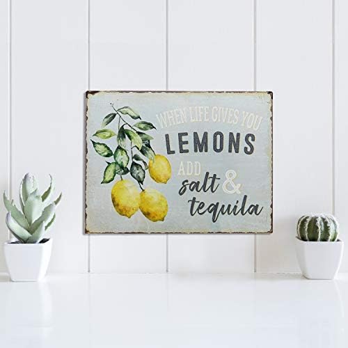 Barnyard Designs When Life Gives You Lemons Add Salt & Tequila Funny Retro Vintage Tin Bar Sign, Country Home Decor, 33cm x 25.50cm