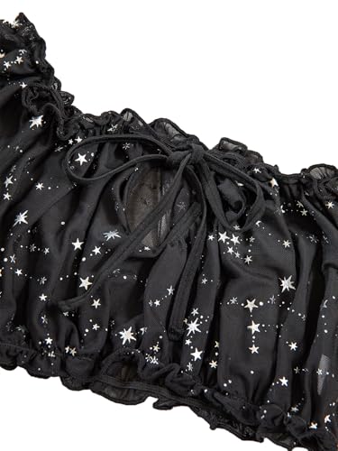 Image of Lilosy Sexy Stretch Ruffle Tie Sheer Mesh Lingerie Set Outfits