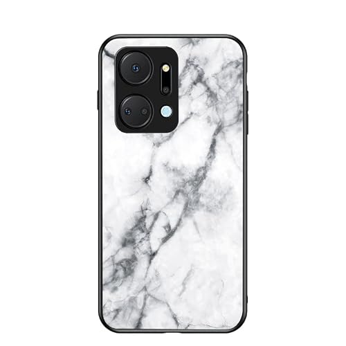 Jiajihua Cover Compatible with Honor X7a 4G 【PC Panel+Tempering Glass+TPU Silicone】 3 in 1 Shockproof Phone Case White