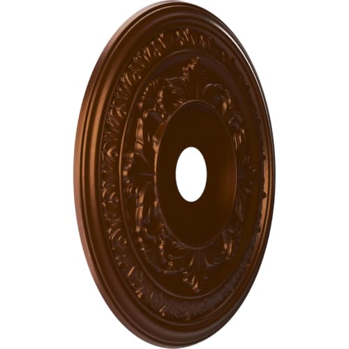 Image of Ekena Millwork CMP22BACDC Baltimore Thermoformed PVC Ceiling Medallion (Fits Canopies up to 7 3 /4 inch), 22 inchOD x 3 1 /2 inchID x 1 inchP, Metallic Dark Copper