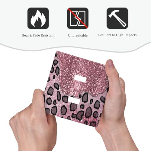 Placa de interruptor doble leopardo rosa y diamantes con brillo para pared 7