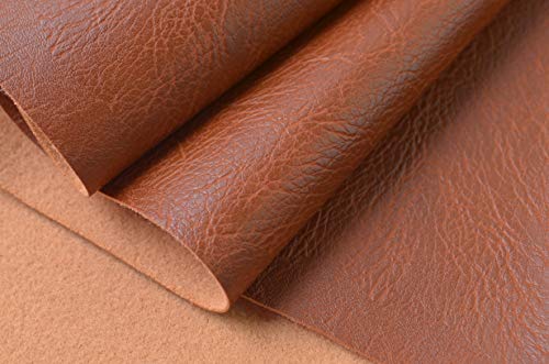 Image of Wento Thick 1 Yard Faux Leather Soft Skin Grain PU Fabric for Furniture Cover, Reupholster Sofa Chairs, Cushions, Vinyl Upholstery (1 Yard, Cinnamon Brown)