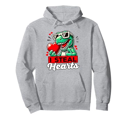 I Steal Hearts Cool T-Rex, dessin animé drôle pour la Saint-Valentin Sweat à Capuche