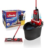 Vileda Revolution Box, Sistema lavapavimenti con secchio e piastra piatta, 2 panni microfibra, per tutti i pavimenti, manico 3 pz