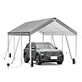 Sannwsg Carports 12X20 Heavy Duty,Portable Car Port Garage,Carport Canopy with Adjustable Height from 10 ft to 11.5 ft,Outdoor Car Shelter All Weather, Grey