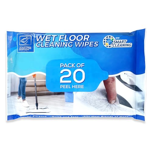 Wet Floor Cleaning Wipes - Wet Wipes for Most Flat Mops Compatible with Flash Mops - Perfect Floor Cleaner for Laminate, Tile, Wood, or Hard Surfaces (1 count (Pack of 20))