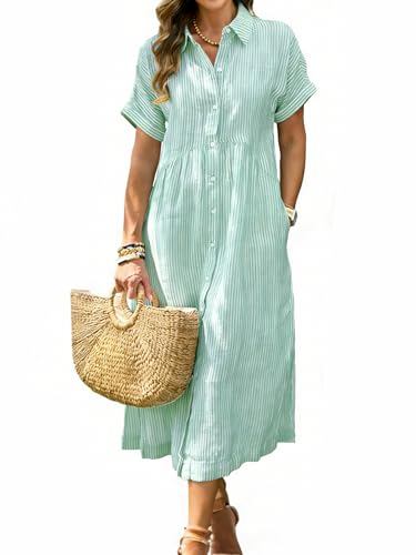 Bluetime Green Midi Shirt Dress