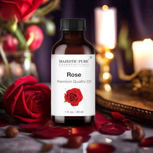 Image of Majestic Pure Essential Oil with Glass Dropper - 100% Pure and Natural - Essential Oils for Diffuser, Aromatherapy, Soap and Candle Making, Rose Essential Oil, Rose Oil, 1 Fl Oz