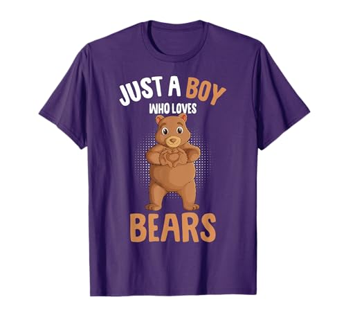 Just A Boy Who Loves Bears Grizzly Brown Bear Boys Kids T-Shirt