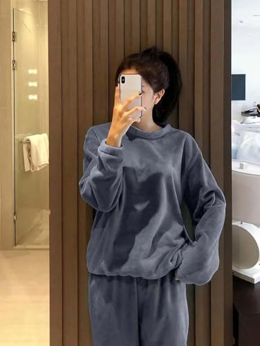 Image of KOTTY Women's Fleece Tracksuit Set | Woolen Co-ord Sweatpants for Winter | Loose Fit Winterset for Ladies