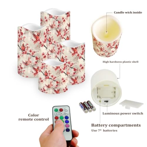 Image of Cardinal Flameless Battery Operated Candles Set of 4 | Flameless Candles with Remote Flickering LED Candles with Timer for Living Room Decorations