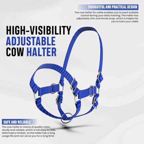 HADZAM Adjustable Nylon Cow Halter one Halter for (1 Year to Full Size) Easy Adjustable Straps elimates The Need of Ill-Fitting Calf Halter
