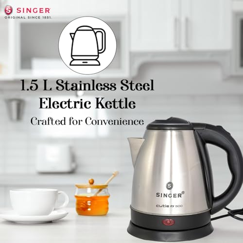 Image of SINGER Combo 750W Sandwich Griller with Non-Stick Plates & Cool Touch Handle + 1350W Electric Kettle | Sturdy Build | Overheat Protection | Easy Cleaning | 2 Year Warranty | Kitchen Appliance Combo