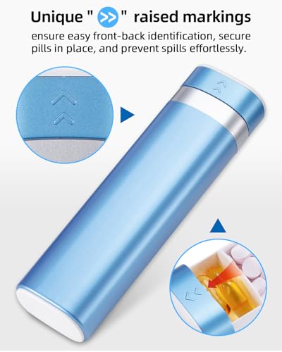 Image of Betife Travel Pill Organizer Weekly 7 Day, Compact Daily Pill Box, Portable Medicine Case for Vitamins Supplements, Drawer-Shaped (Blue)
