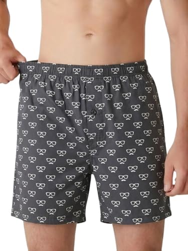 Image of Men's Cotton Boxers | Comfortable Printed Boxer Shorts for Men | Soft Breathable Lounge Boxers | Elastic Waist Relaxed Fit | Men's Sleepwear & Home Wear Boxer Shorts