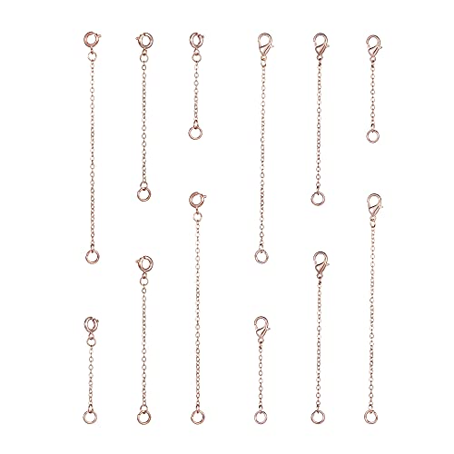 Image of Softones 12-18Pcs Ankle Bracelets Extenders-Extension for Womens Jewelry(1 2 3 Inch),with Lobster Clasp and O-Clasp from Gold Silver Rose Gold