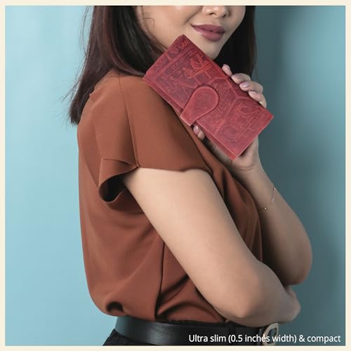 Image of Real Leather Women Wallet Leather with RFID Blocking -Trifold Card Holder Designer Ladies Clutch with ID Window Wallets